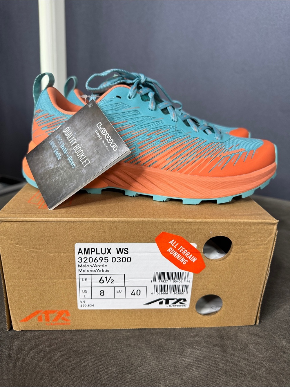 Women’s Lowa Amplux WS All Terrain Running Shoes Size 8 Melon Arctic 320695 0300